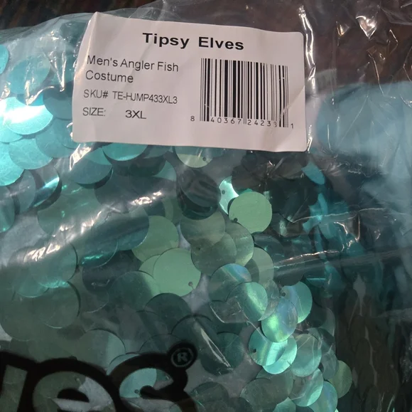 Tipsy Elves Turquoise Anglerfish Costume Mens 3XL - Picture 3 of 4